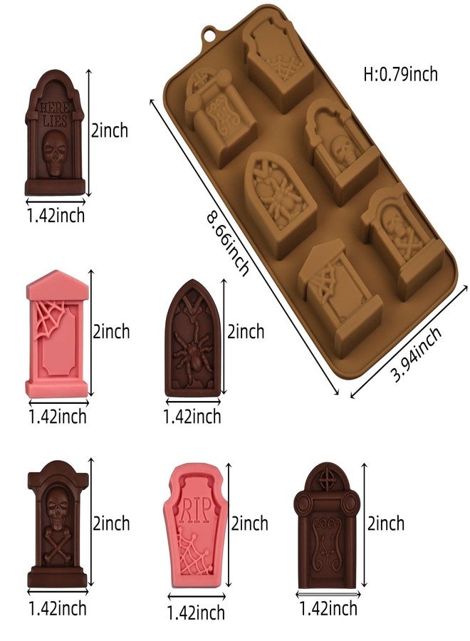 EDUEE Halloween Chocolate Molds RIP Gravestone Candy Mold 2 pcs Silicone Tombstone Ice Cube Mold (2 x 1.42 inch) - Image 2