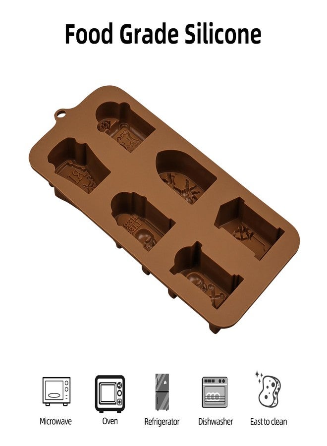 EDUEE Halloween Chocolate Molds RIP Gravestone Candy Mold 2 pcs Silicone Tombstone Ice Cube Mold (2 x 1.42 inch) - Image 3
