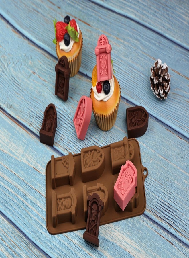 EDUEE Halloween Chocolate Molds RIP Gravestone Candy Mold 2 pcs Silicone Tombstone Ice Cube Mold (2 x 1.42 inch) - Image 5