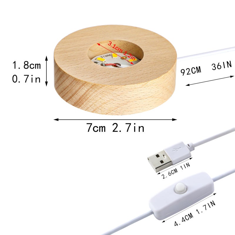 Zeershee 2 قطعة Led الخشب عرض موقف ل ثلاثية الأبعاد الكريستال والزجاج الراتنج الفن ضوء قاعدة مصابيح خشبية لبلورات Led عرض دائري الركيزة - Image 2
