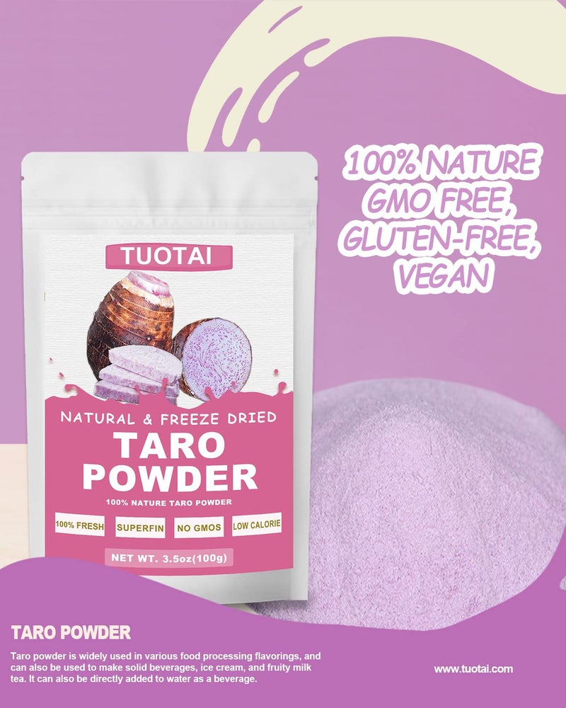 TUOTAI Freeze Taro Powder, 3.5 Ounces, Taro Powder for Smoothie, Drinks and Baking Food - Image 3