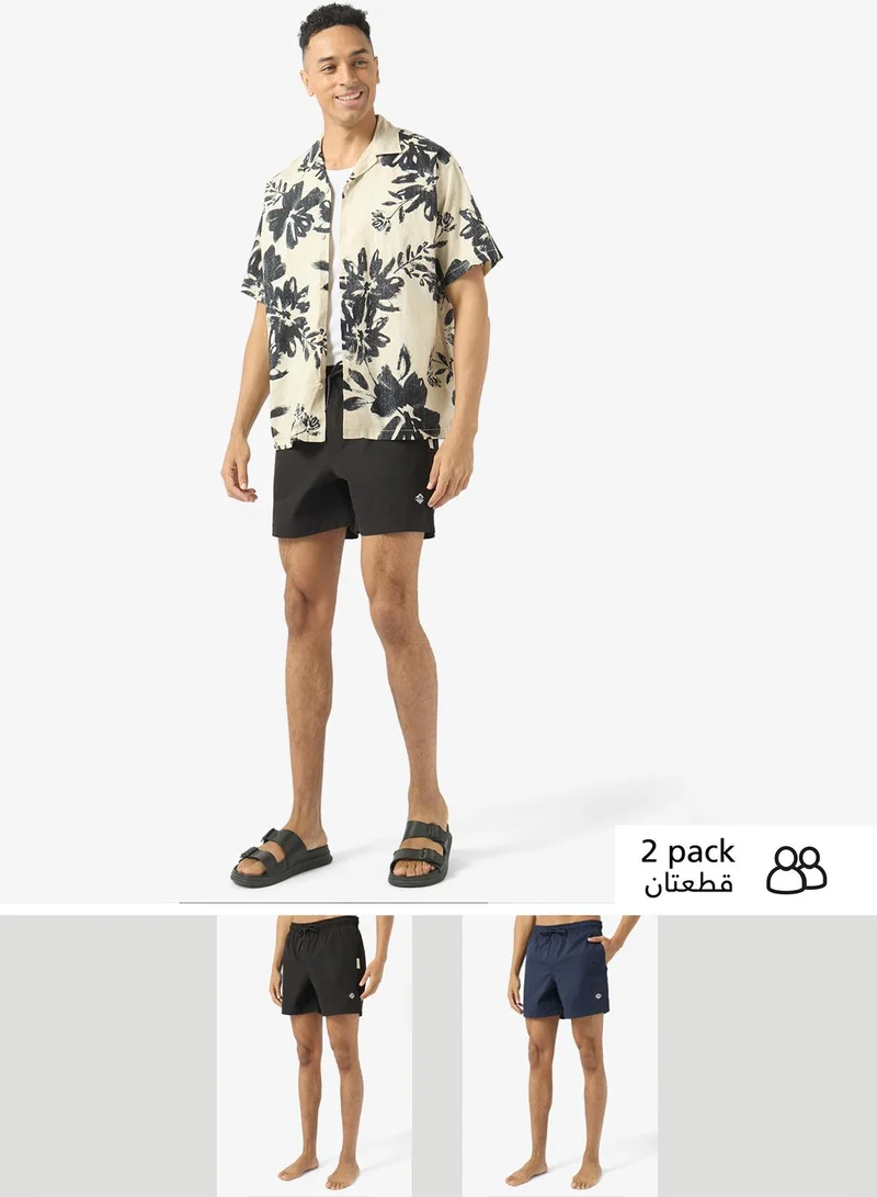 2 Pack Of Drawstring Swim Shorts