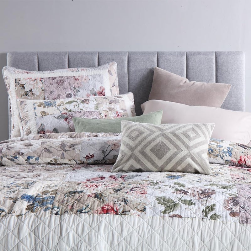 camandy Cotton Bedspread Quilt Bedding Sets 3 Pieces Reversible Coverlet Sets Comforters Vintage Floral Patchwork White Bedspread, Queen Size - Image 4