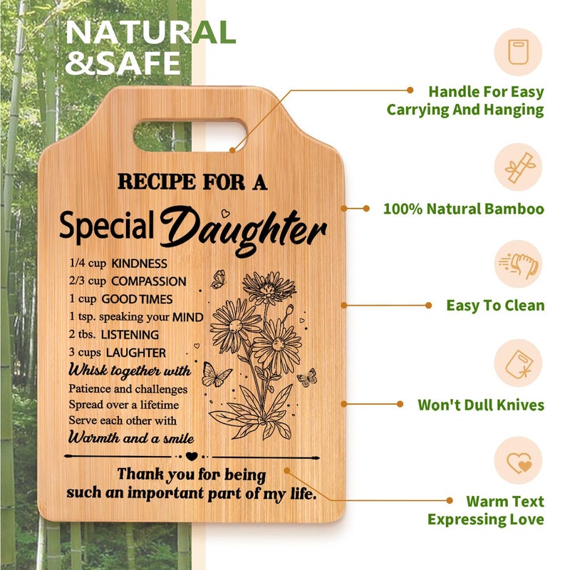 Milcier Gifts for Daughter  Daughter Gifts from Mom and Dad  Recipe Cutting Board for Daughters Adult  Birthday Mothers Day Christmas Gift for Daughters - Image 4