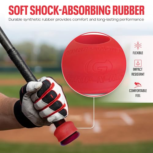 Grip-N-Rip Knob Stacker Choke-Up Ring for Baseball/Softball Bats Provides Choking Up Space & Relief from Bat Sting, Stackable for Custom Fit and Comfort (Red) - Image 5