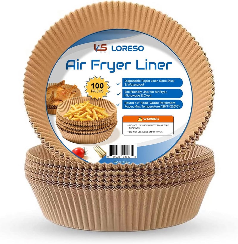 LISIOMO LISIOMO Air Fryer Liners Disposable Parchment Paper 100 Count Round 67 Inch Non Stick Parchment Paper Sheets Liners for Air Fryers 25 Quart Disposable Round Air Fryer Liners  - Image 1