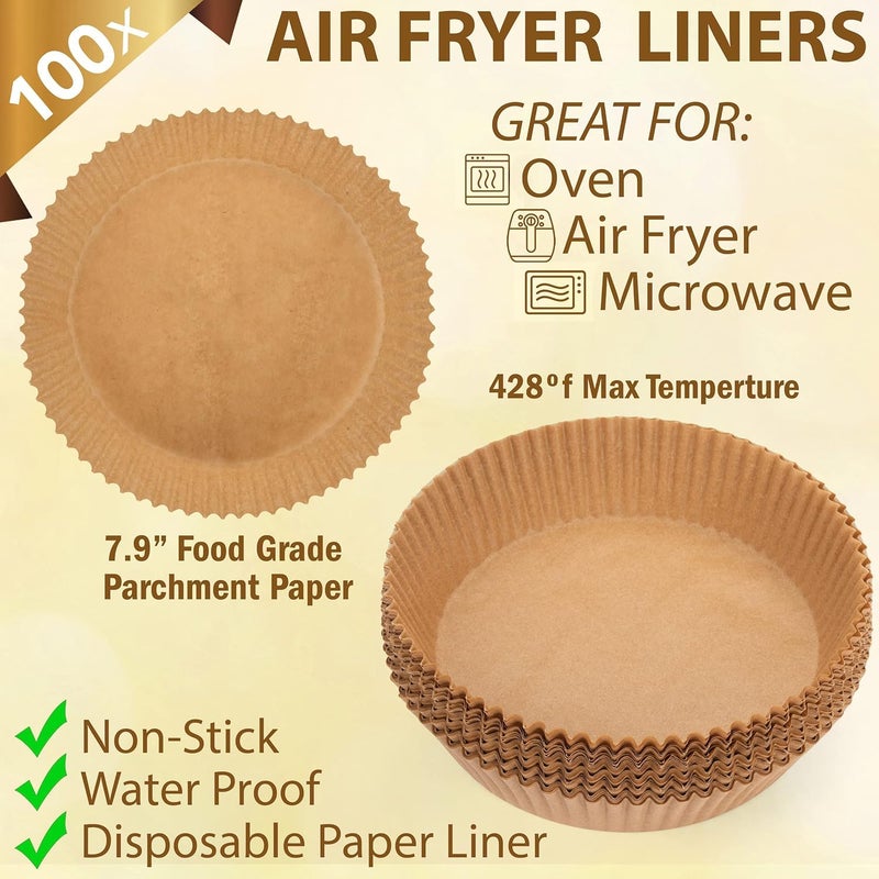 LISIOMO LISIOMO Air Fryer Liners Disposable Parchment Paper 100 Count Round 67 Inch Non Stick Parchment Paper Sheets Liners for Air Fryers 25 Quart Disposable Round Air Fryer Liners  - Image 5