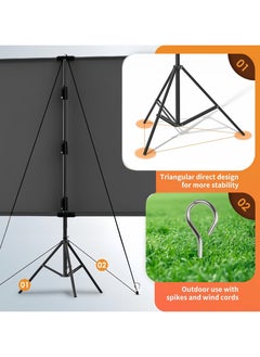 FlashHawk Updated Projector Screen with Stand 100 inch Indoor Outdoor Projector Screen 16:9 4K HD Projector Screen for Outdoor and Indoor Wall Hanging 2 IN 1 with Carry Bag Ground Nails  - Image 2