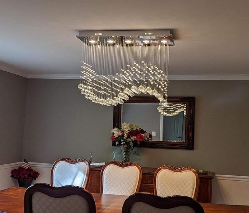 CRYSTA WORLD Raindrop K9 Crystal Modern Chandelier for Living Room/Bedroom/Hall, (Wew, L22/W5/H18) - Image 3