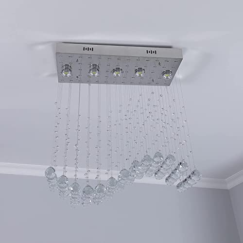 CRYSTA WORLD Raindrop K9 Crystal Modern Chandelier for Living Room/Bedroom/Hall, (Wew, L22/W5/H18) - Image 1