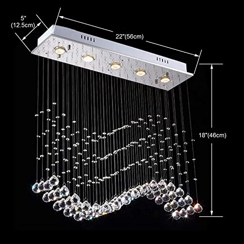 CRYSTA WORLD Raindrop K9 Crystal Modern Chandelier for Living Room/Bedroom/Hall, (Wew, L22/W5/H18) - Image 2
