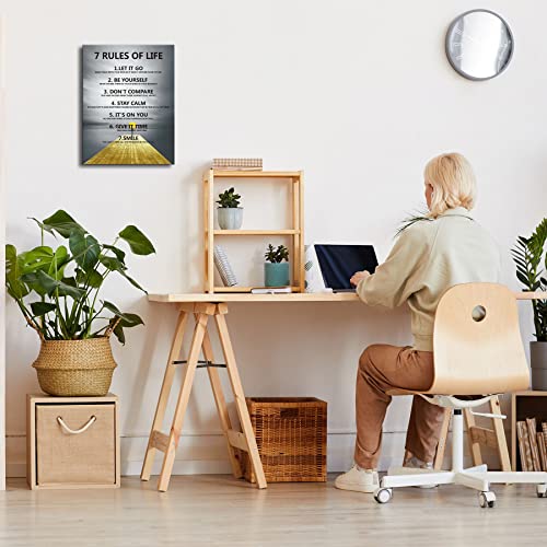 Ploceiny 7 Rules of Life Motivational wall decor on canvas for classroom prints posters,inspirational wall art prints for home decor or home Positive for Office preppy room decor for Living Room A-253 - Image 4