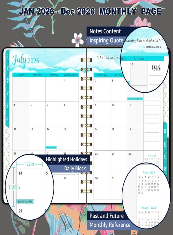 Journaltastic 2026 Planner - Weekly & Monthly Planner 2026 with Monthly Tabs, January 2026 - December 2026, 6.3" x 8.4", Flexible Hardcover with Thick Paper, Elastic Closure, Inner Pocket - Image 2