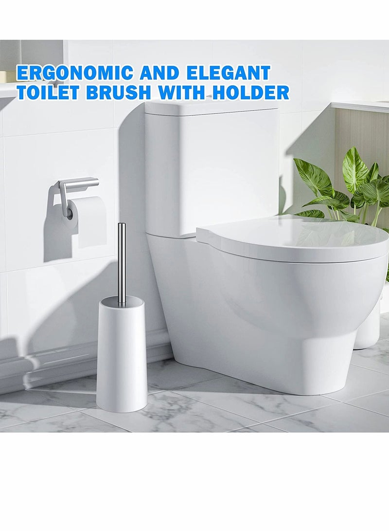 KASTWAVE Toilet Brush and Holder, Toilet Bowl Brush Set with Stainless Steel Handle Durable Bristles for Deep Cleaning Compact Bathroom Brush Save Space Good Grip Anti-Drip White - Image 5