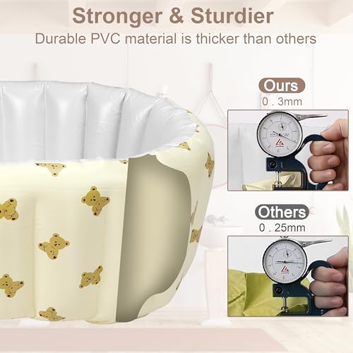 Mink Newborn to Toddler Bath Tub,Inflatable Baby Bathtub with Built-in Air Pump,Portable Travel Shower Basin with Back Support, Deflates and Folds Easily (Bear tub) - Image 4