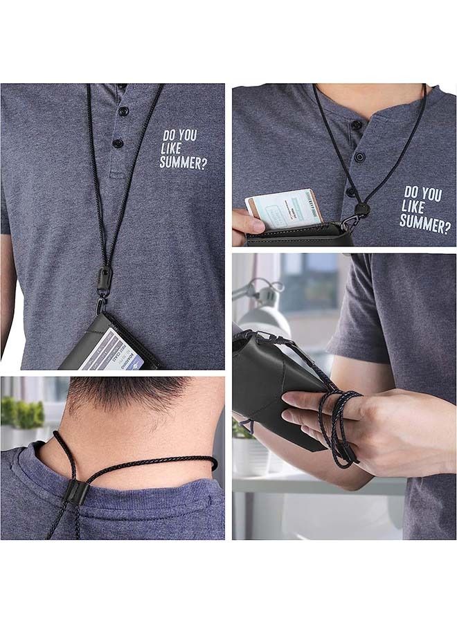 Leather Braided Badge Lanyard Strap, Multifunction Adjustable ID Card Neck Lanyard Holder, Phones Bags Keychain Strap Accessories (Black) - Image 4