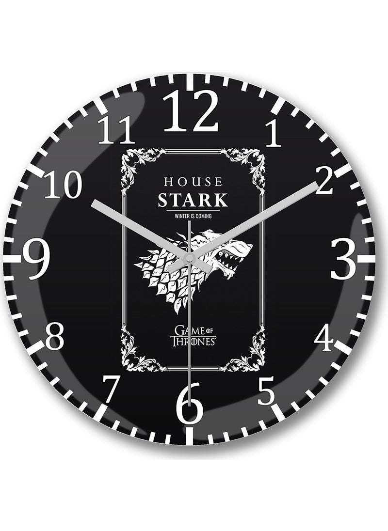 Baskı Dükkanı - Print Shop House Stark 3 Wall Clock Curved Real Glass - Image 1