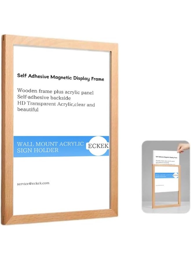 Eckek   Wall Mount Acrylic Sign Holder Self Adhesive Magnetic Display Frame Clear Document Frame for Office, Store, School, Home, Wall Picture Frame - Image 1