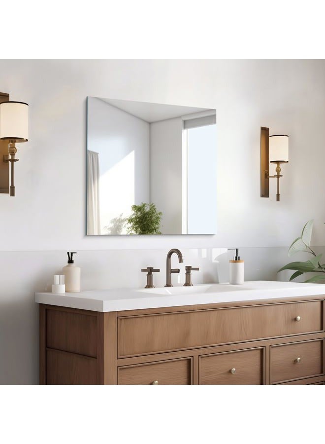 CILIBER Frameless Mirror, 24x24 inch Square Bathroom Mirrors for Wall, Upgraded Shatterproof Vanity Mirror Over Sink with Polished Edge for Bathroom,Bedroom,Living Room and Entryway - Image 1
