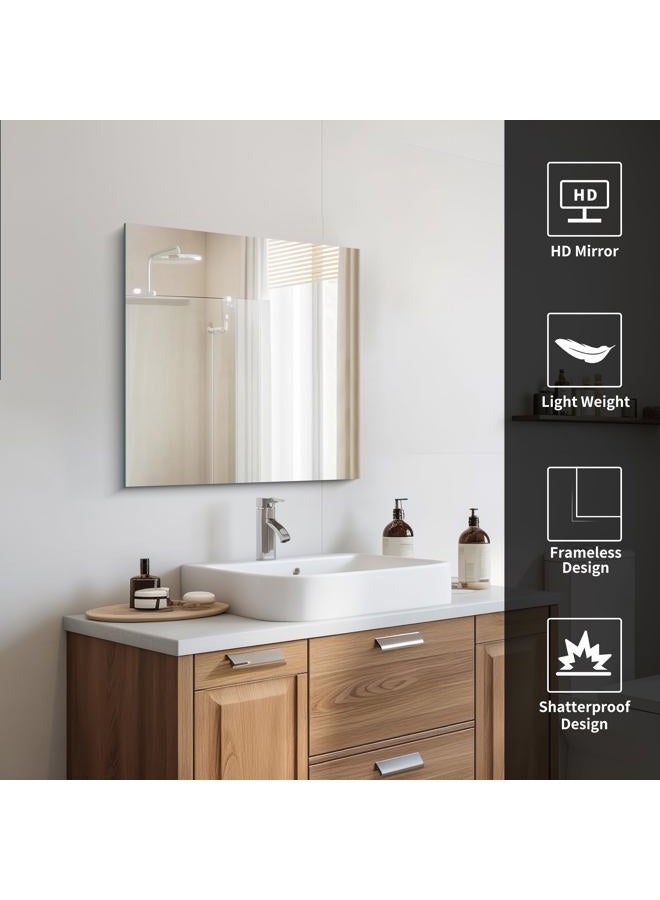 CILIBER Frameless Mirror, 24x24 inch Square Bathroom Mirrors for Wall, Upgraded Shatterproof Vanity Mirror Over Sink with Polished Edge for Bathroom,Bedroom,Living Room and Entryway - Image 5