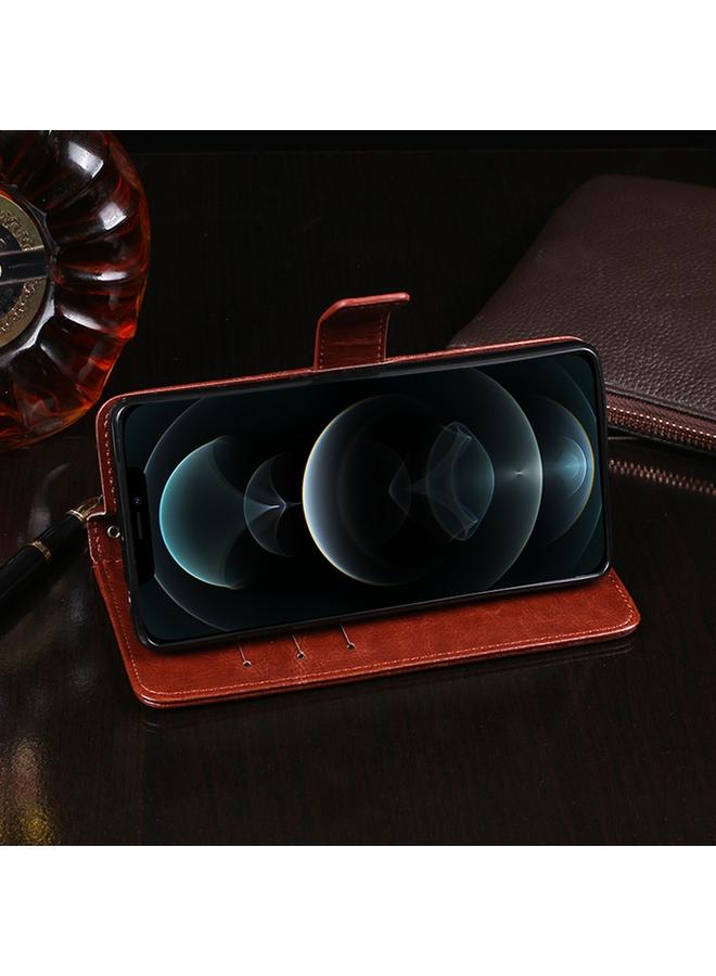 إيدويي جراب لهاتف iPhone 13 mini من الجلد بتصميم Crazy Horse Texture مع حامل وفتحات للبطاقات ومحفظة - Image 4