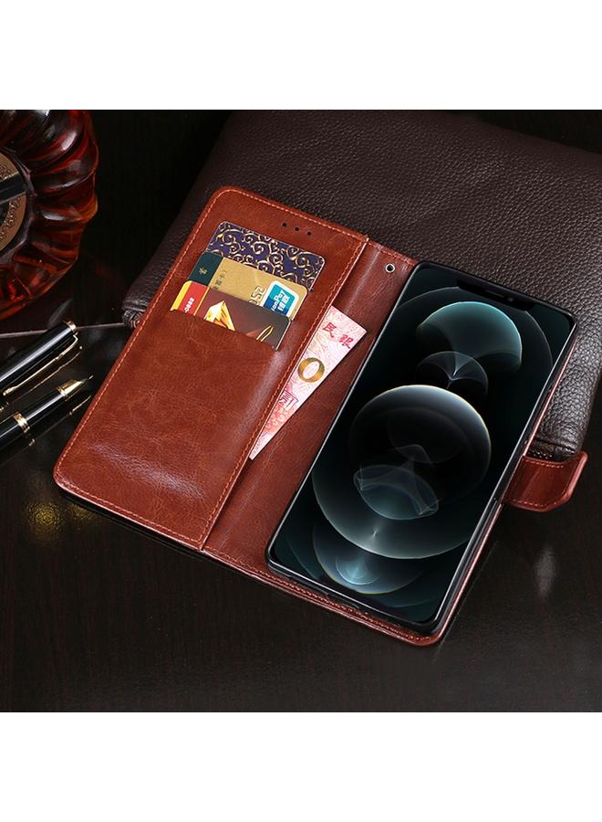 إيدويي جراب لهاتف iPhone 13 mini من الجلد بتصميم Crazy Horse Texture مع حامل وفتحات للبطاقات ومحفظة - Image 5