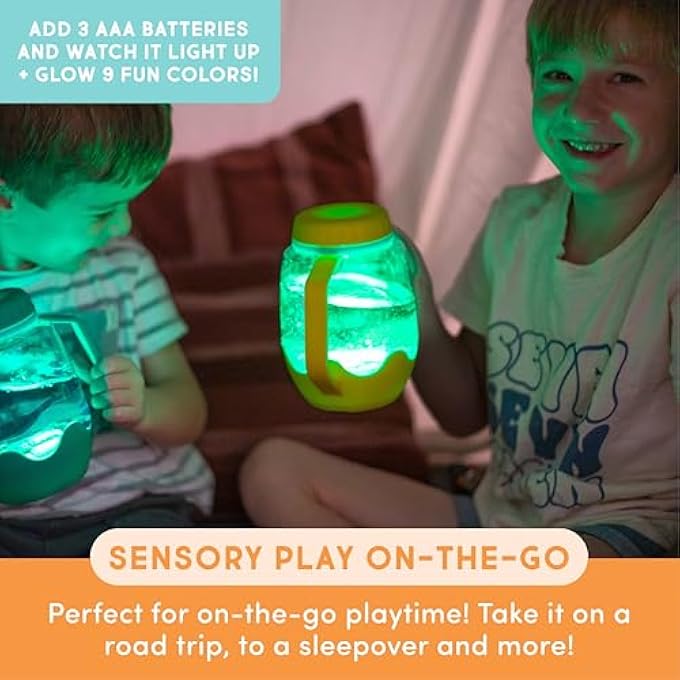 Glo Pals Play Pack Bundle with Sensory Play Jar, Water-Activated Light-Up Cubes, and Fun Fillers - Sensory Toys for Toddlers - Sensory Toy Kit with Light Up Cubes for Bathtub - Easy as ABC - Image 3