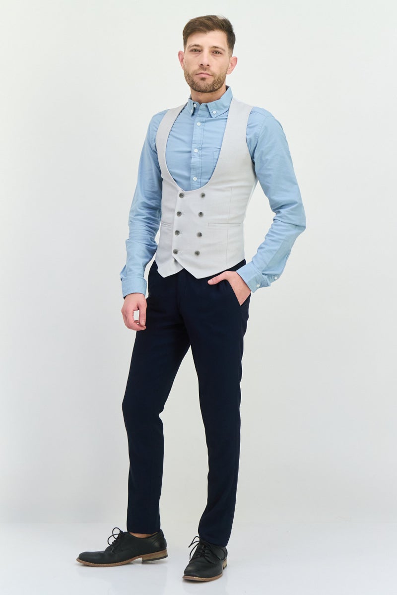 Asos Design Men Super Skinny Textured Wedding Waistcoat, Grey  - Image 4