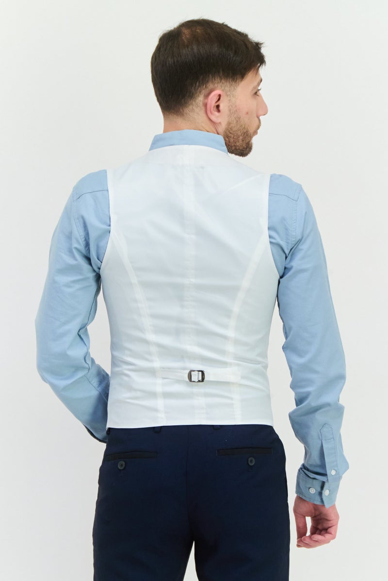 Asos Design Men Super Skinny Textured Wedding Waistcoat, Grey  - Image 3
