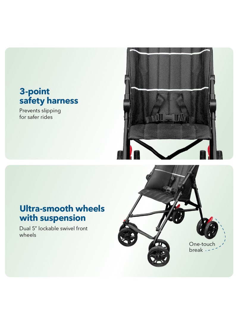 Harmony Versa Umbrella Fold Luxury Stroller | Lightweight & Stylish | 3-Point Harness | Adjustable Recline | Suspension Wheels | Luxury Finish - Image 3