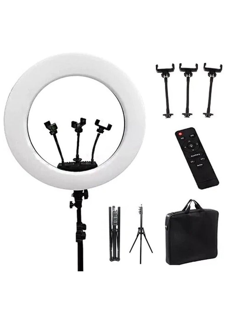 21 Inch Ring Light Tripod Mount with 3 Phone Bracket, LED Soft Ring Light with Remote Control  - Image 2