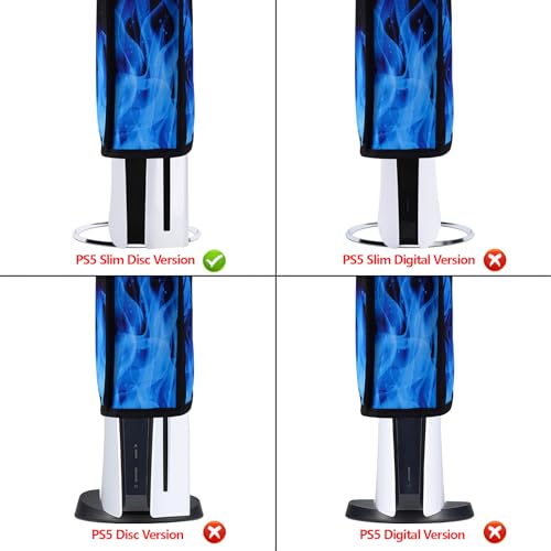 playvital Vertical Dust Cover for ps5 Slim Disc EditionThe New Smaller Design Nylon Dust Proof Protector Waterproof Cover Sleeve for ps5 Slim Console Blue Flame - Image 3