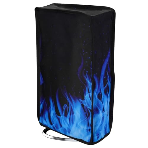 playvital Vertical Dust Cover for ps5 Slim Disc EditionThe New Smaller Design Nylon Dust Proof Protector Waterproof Cover Sleeve for ps5 Slim Console Blue Flame - Image 1