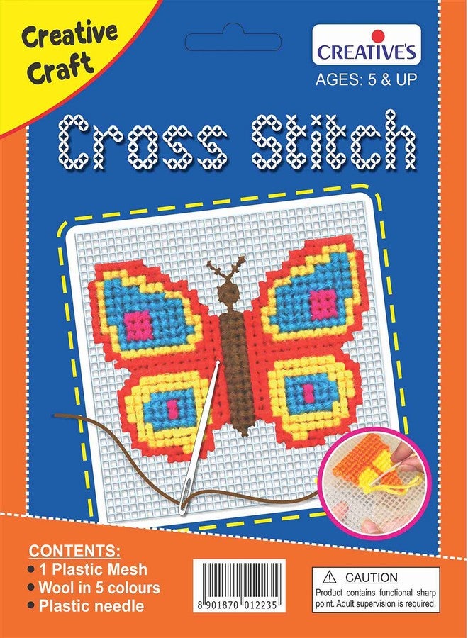 Creative's Plastic, Wool - 1538 Cross Stitch Butterfly Crafts Kit (Multi-Color) - Image 1