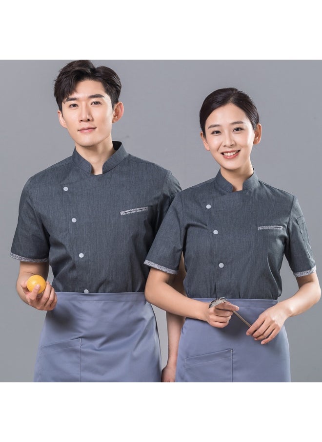NIBEMINENT High-End Chef Overalls Summer Short-Sleeved Men's Western Restaurant Hotel Restaurant Kitchen Breathable Chef Uniform  - Image 1