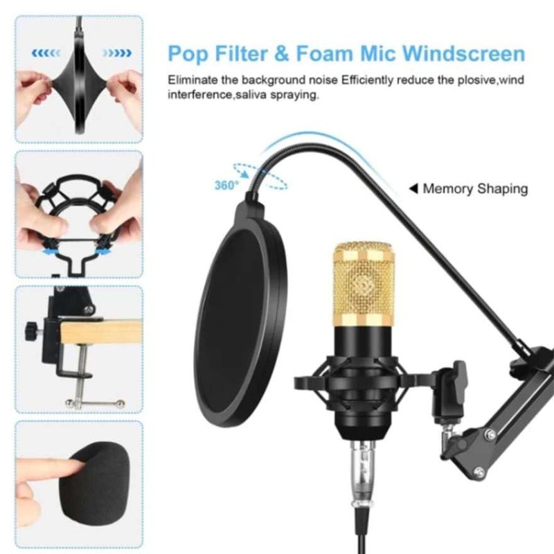 MOCKING BIRD Condenser Mic set with Sound Card Amplifier Voice Changer Audio Mixer Interface| Microphone kit for Singing Recording Live Game Streaming Podcast Broadcast dj mixer (Black) - Image 3