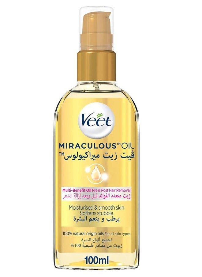 Veet - Miraculus Oil Moisturizes and Softens the Skin Before and After Hair Removal 100ml - Image 1