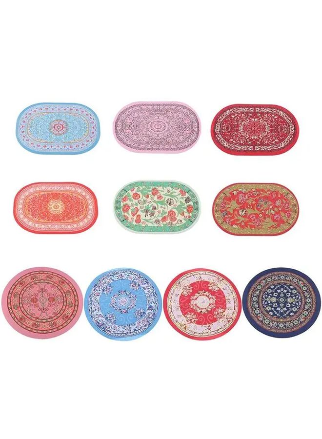 1 12 Scale Miniature Dollhouse Floor Mat Blue Turkish Ethnic Round Woven Mat With Vibrant Floral Patterns Durable Textile Material For Dollhouse Decor Miniature Accessories - Image 4