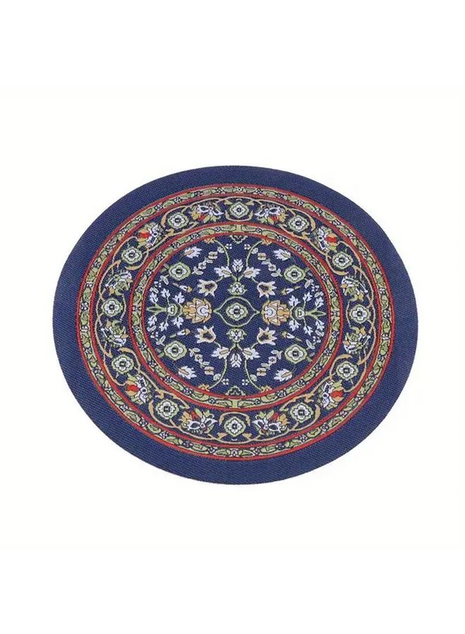 1 12 Scale Miniature Dollhouse Floor Mat Blue Turkish Ethnic Round Woven Mat With Vibrant Floral Patterns Durable Textile Material For Dollhouse Decor Miniature Accessories - Image 5