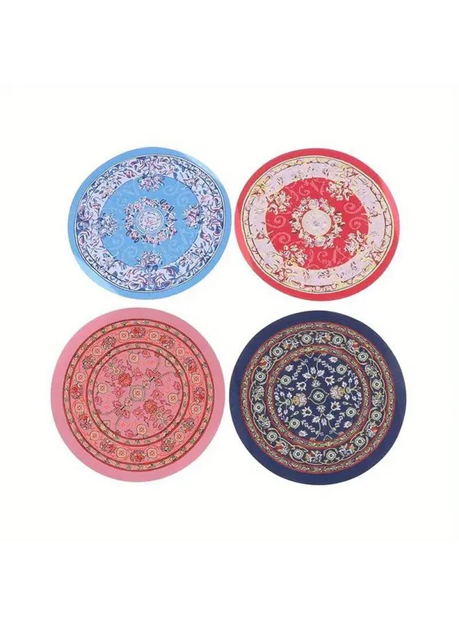1 12 Scale Miniature Dollhouse Floor Mat Blue Turkish Ethnic Round Woven Mat With Vibrant Floral Patterns Durable Textile Material For Dollhouse Decor Miniature Accessories - Image 3