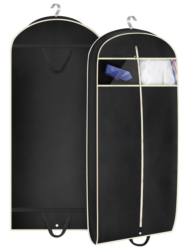 MISSLO MISSLO 43 Gusseted Travel Garment Bag with Accessories Zipper Pocket Breathable Suit Garment Cover for Shirts Dresses Coats Black 