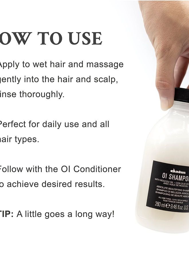 Davines OI Shampoo | Nourishing Shampoo for All Hair Types | Shine, Volume, and Silky-Smooth Hair Everyday | 9.47 Fl Oz - Image 3
