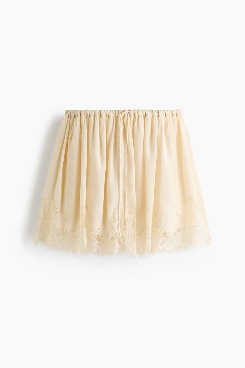 H&M Lace-trimmed viscose mini skirt