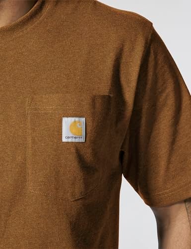 Carhartt mens Loose Fit Heavyweight Short-sleeve Pocket T-shirt work utility t shirts, Oiled Walnut Heather, Large US - Image 5
