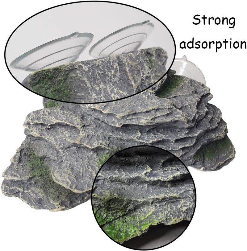 Kathson Turtle Basking Platform Baby Tortoise Climbing Ramp Shale Reptiles Dock Resting Terrace Stone Small Aquarium Ornament Rock Landscaping Decoration for Frogs Newts (Large size:7.1”Lx6.3”Wx2.7”H) - Image 5