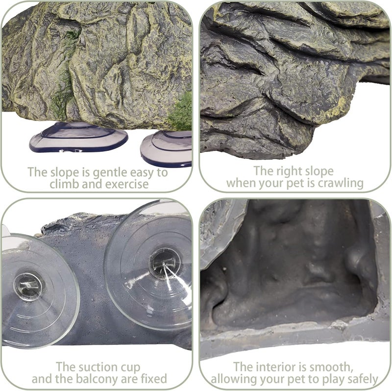 Kathson Turtle Basking Platform Baby Tortoise Climbing Ramp Shale Reptiles Dock Resting Terrace Stone Small Aquarium Ornament Rock Landscaping Decoration for Frogs Newts (Large size:7.1”Lx6.3”Wx2.7”H) - Image 4