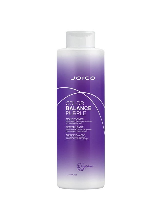 Joico Color Balance Purple Conditioner | For Cool Blonde, Gray Hair | Eliminate Brassy Yellow Tones | Boost Color Vibrancy & Shine | UV Protection | With Rosehip Oil & Green Tea Extract | 33.8 Fl Oz - Image 1