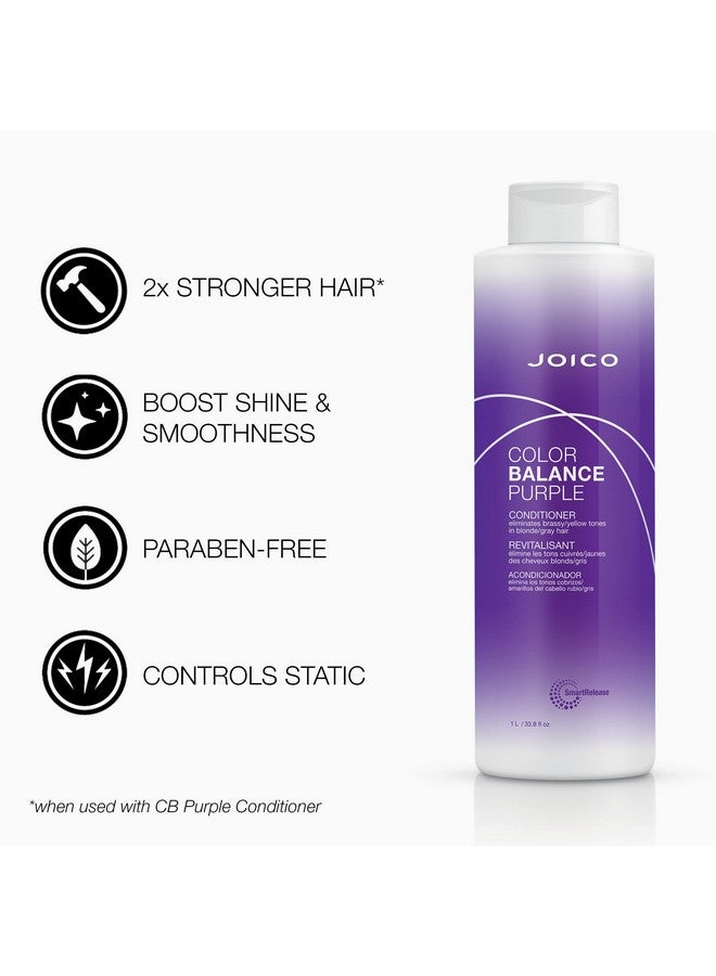 Joico Color Balance Purple Conditioner | For Cool Blonde, Gray Hair | Eliminate Brassy Yellow Tones | Boost Color Vibrancy & Shine | UV Protection | With Rosehip Oil & Green Tea Extract | 33.8 Fl Oz - Image 3