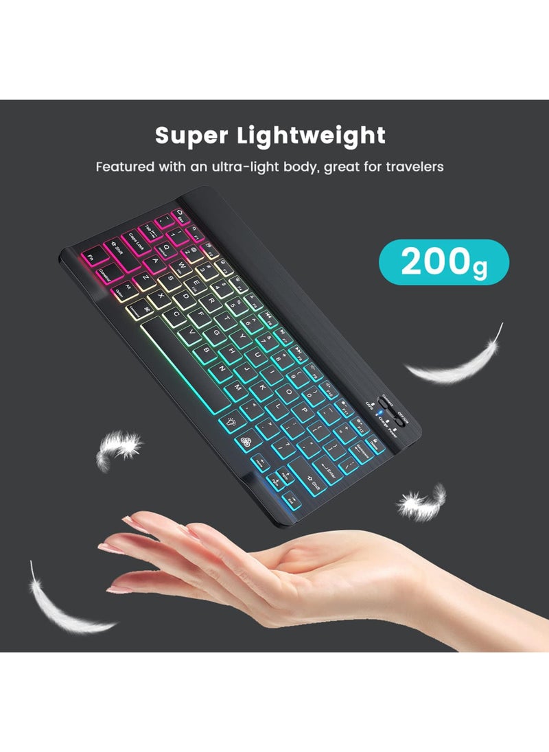 Rock Pow - Ultra-slim Bluetooth Keyboard and Mouse Combo for iPad Rechargeable Wireless Keyboard & Mouse with 7-Color Backlit Compatible with iPad 9th/8th Gen iPad Pro/Air/Mini iPhone14/13/12 Pro - Image 1