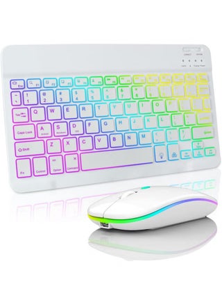 Ultra-slim Bluetooth Keyboard and Mouse Combo for iPad Rechargeable Wireless Keyboard & Mouse with 7-Color Backlit Compatible with iPad 9th/8th Gen iPad Pro/Air/Mini iPhone14/13/12 Pro - pzsku/Z1F863F8124B67230A07CZ/45/1752482104/9206a30c-7b9e-4c80-97da-5bd0f1e3e529